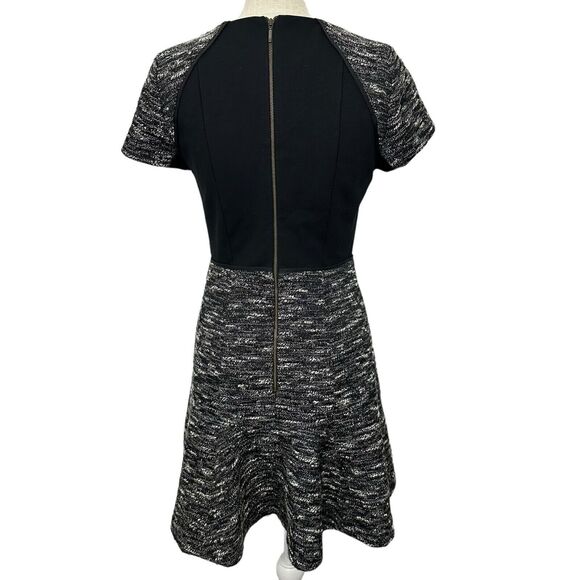J Crew Tweed A-Line Dress Fit & Flare Mid-Thigh Short Sleeve Womens Size 2 Black - Picture 2 of 9